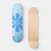 Stilvolle türkisblaue Flora Retro Daisy Blume Skateboard (Vorderseite)