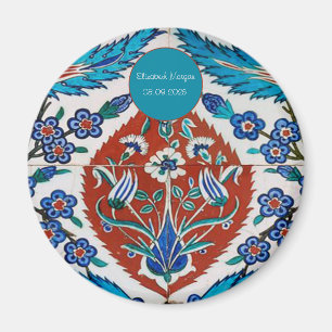 Stilvolle türkische Keramik-Blumenmuster Magnet