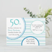 Stilvolle Turquoise Stripe Geburtstagsparty Einlad Einladung (Stehend Vorderseite)