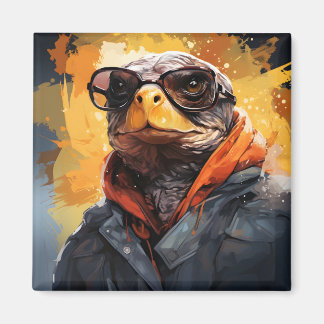 Stilvolle Turtle Wearing Brillen Trendy Turtle Magnet