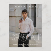 Stilvolle Type Foto Graduation Party Ankündigungspostkarte (Vorderseite)