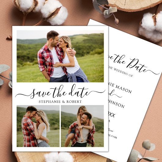 Stilvolle Typografie 3 Foto Collage Wedding Save The Date