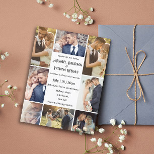 stilvolle Typografie 8 Fotos Collage Chic Hochzeit Einladung