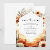 Stilvolle Typografie Cactus Wedding Save The Date (Vorne/Hinten)