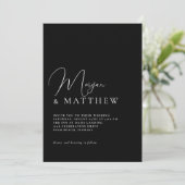 Stilvolle Typografie Einfache Schwarze Hochzeit Einladung (Stehend Vorderseite)