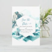 Stilvolle Typografie-Hochzeit Save The Date (Stehend Vorderseite)