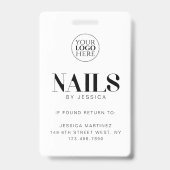 Stilvolle Typografie Nagelstudio-Mitarbeiter-Fotoa Ausweis (Rückseite)