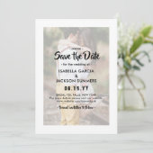 Stilvolle Typografie Overlay Moderne 2-Foto Hochze Save The Date (Stehend Vorderseite)