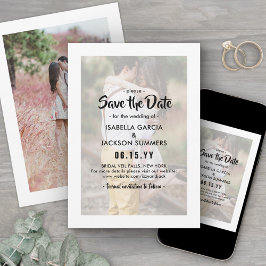 Stilvolle Typografie Overlay Moderne 2-Foto Hochze Save The Date