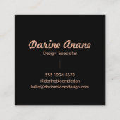 Stilvolle Typografie Pink & Black Hello Lässig Tre Quadratische Visitenkarte (Rückseite)