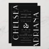 Stilvolle Typografie Schwarz-weiße Lässige Hochzei Einladung (Vorne/Hinten)