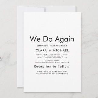 Stilvolle Typografie "Wir tun es wieder" Erneuerun Einladung