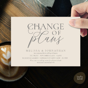 Stilvolle typografische Hochzeit Aufschub Planände Einladung
