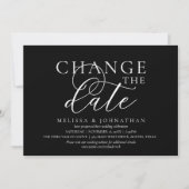 Stilvolle typografische Hochzeit verschieben Datum Einladung (Vorderseite)