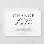 Stilvolle typografische Hochzeit verschieben Datum Einladung (Vorderseite)
