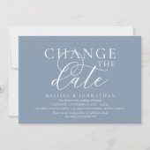 Stilvolle typografische Hochzeit verschieben Datum Einladung (Vorderseite)