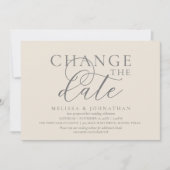 Stilvolle typografische Hochzeit verschieben Datum Einladung (Vorderseite)