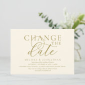 Stilvolle typografische Hochzeit verschieben Datum Einladung (Stehend Vorderseite)