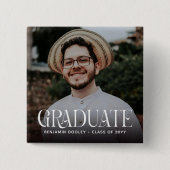 Stilvolle Typografy Overlay Foto Graduate Button (Vorderseite)