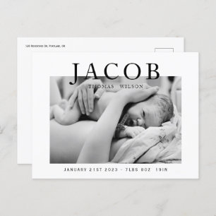 Stilvolle und elegante Babyankündigung des Fotos Postkarte