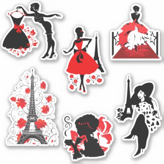 Stilvolle und elegante Silhouetten Aufkleber (Vorderseite)