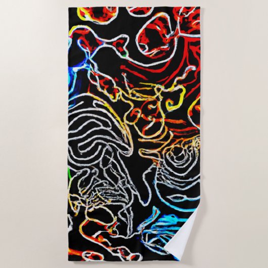 Stilvolle und farbenfrohe Neonmuster Form Strandtuch (Vorderseite)