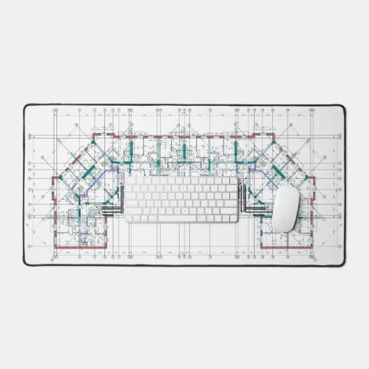 Stilvolle und funktionelle Blueprint-Schreibtischm Schreibtischunterlage (Tastatur & Maus)