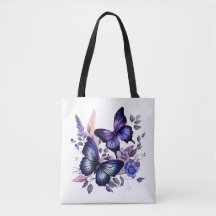 Stilvolle und geräumige Lila Butterfly Tote Bag