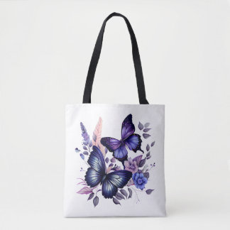 Stilvolle und geräumige Lila Butterfly Tote Bag Tasche