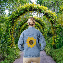 Stilvolle und lebendige Sonnenblume Jeansjacke