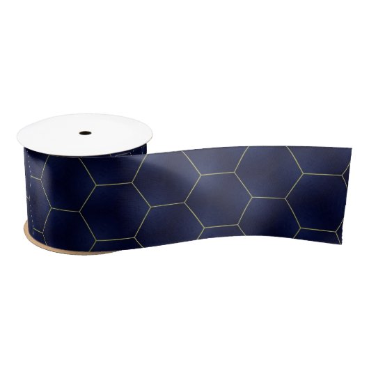 Stilvolle und moderne Marine und Gold Geometric Satinband (Spule)