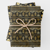 Stilvolle und schwarze Flora Art Déco Muster Geschenkpapier Set (Beispiel)