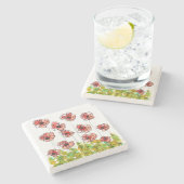 Stilvolle und Whimsical Red Poppy Blume Untersetze Steinuntersetzer (Seitenansicht)