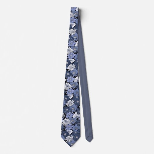 Stilvolle ungewöhnliche Blue Gray Polka Dot Blume Krawatte (Vorderseite)