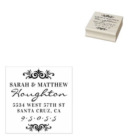 Stilvolle Verheiratete Couple Names Rücksendeadres Gummistempel (Stempel)