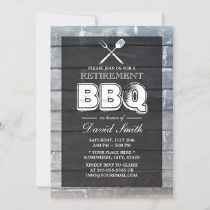 Stilvolle verwitterte Holz-BBQ-Ruhestandsfeier Einladung
