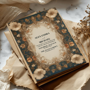 Stilvolle Vintage-Art Nouveau Florale Hochzeit Einladung