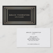 Stilvolle Vintage Black Gold Border Visitenkarte (Vorne/Hinten)