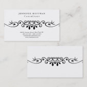 Stilvolle Vintage Blume Verziert Weiß Beruflich Visitenkarte (Vorne/Hinten)