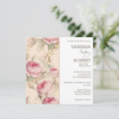 Stilvolle Vintage Blumenhochzeit Einladung (Stehend Vorderseite)