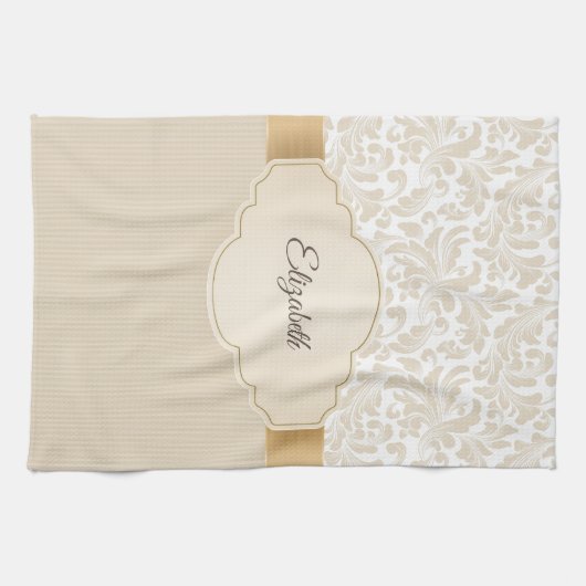 Stilvolle Vintage Damask Geschirrtuch (Horizontal)