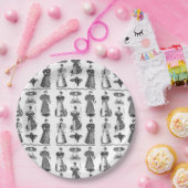 Stilvolle Vintage Damen-Schwarzweiss-Party-Platte Pappteller (Party)