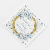 Stilvolle Vintage Dusty Blue Gold Wedding Napkins Serviette (Ecke)