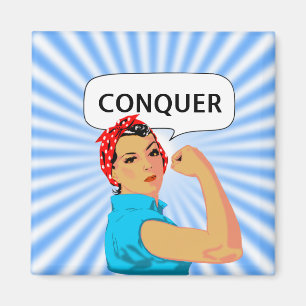 Stilvolle Vintage-Frau & editierbarer Text 'Conque Magnet
