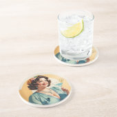 Stilvolle Vintage Frau mit einem Martini-Glas Getränkeuntersetzer (Seite)