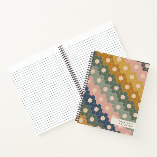Stilvolle Vintage geometrische Hexagons Personalis Notizblock (Innenseite)