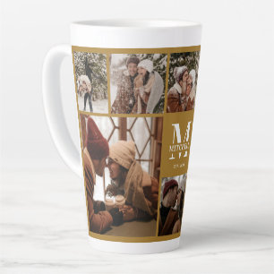 Stilvolle Vintage Goldfamilie Foto Collage Keepake Milchtasse