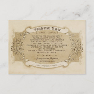 Stilvolle Vintage-Hochzeit-Dankeskarten Dankeskarte