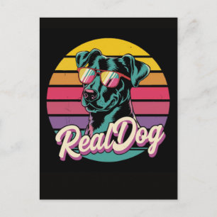 Stilvolle Vintage-Hundeillustration mit 80er-Vibes Feiertagspostkarte
