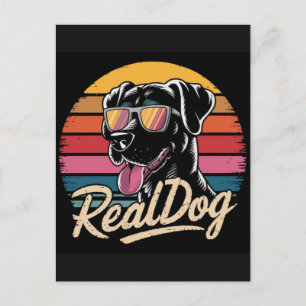 Stilvolle Vintage-Hundeillustration mit 80er-Vibes Feiertagspostkarte